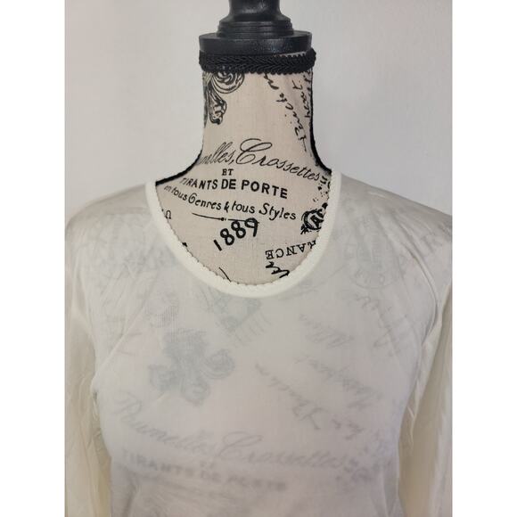 Vintage Eddie Bauer Top Womens SZ M Ivory Silk Pointelle Long Sleeve Base Layer - Picture 3 of 8